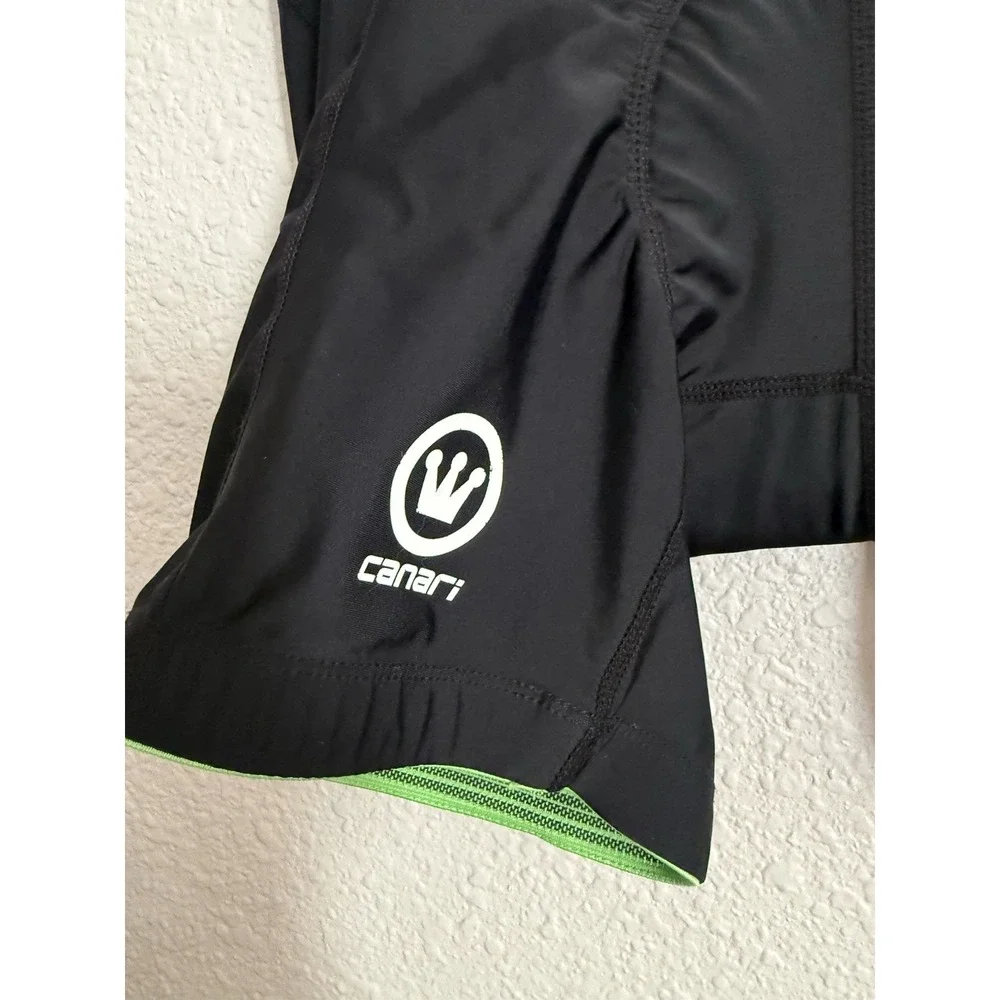 Canari Women's Gel Cycling Shorts Black Green Padded Bike Shorts Size Medium